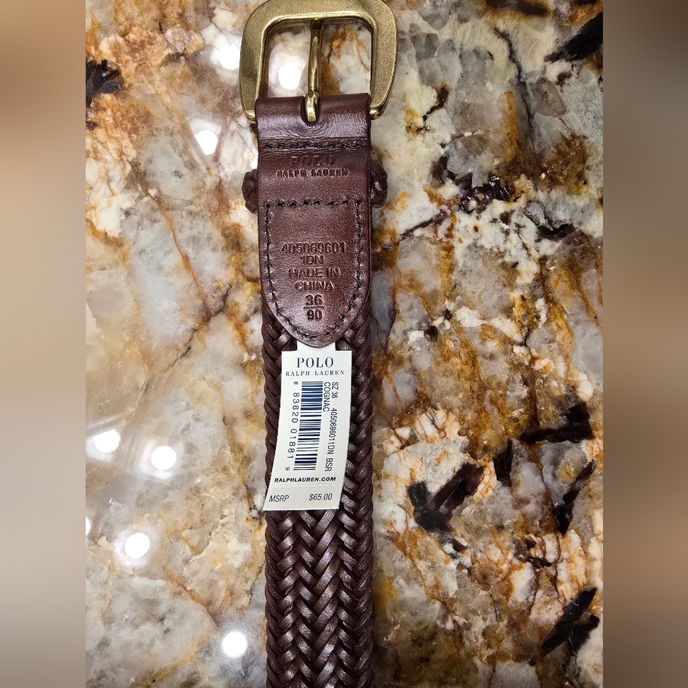 Polo Ralph Lauren Braided Leather Belt NWT - Picture 3 of 5
